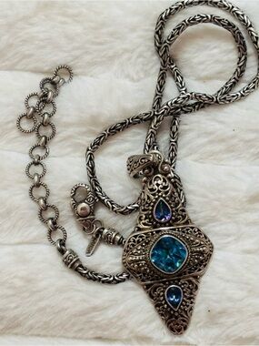artisan-crafted SARDA sterling silver pendant necklace 24 inches long